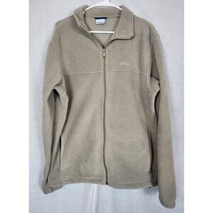 Columbia Jacket Men's (L) Beige Tan Full Zip Fleece Logo Fall Lightweight Unisex